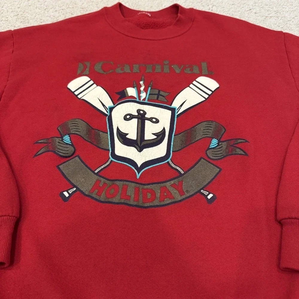 Vintage Carnival Cruise Holiday Crewneck Pullover Sweatshirt Red Women's Size S - Picture 2 of 4